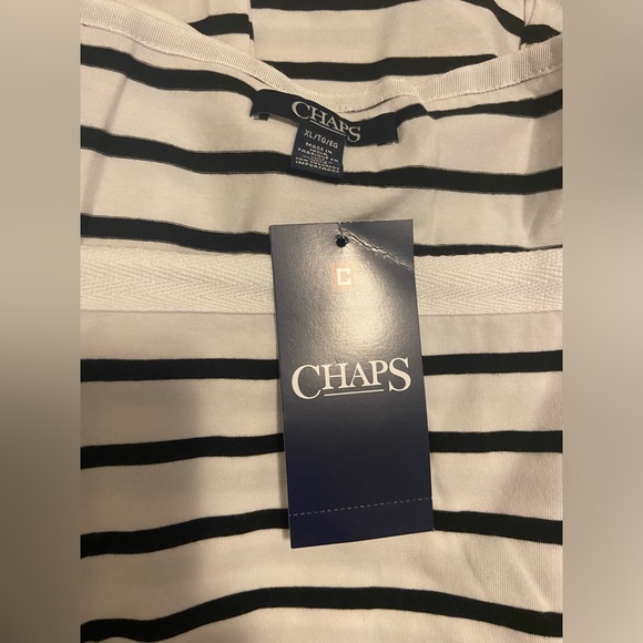 Chaps striped tee with lace-up detail on shoulder - Picture 7 of 8